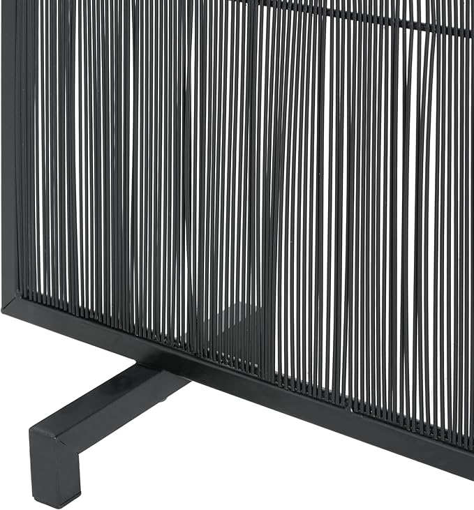 Christopher Knight Home Suho 1-Panel Iron Fireplace Screen with Vertical Bar Pattern, Durable Fire Spark Guard, Rectangular Fire Place Gate Protector for Living Room, 39" x 30", Black