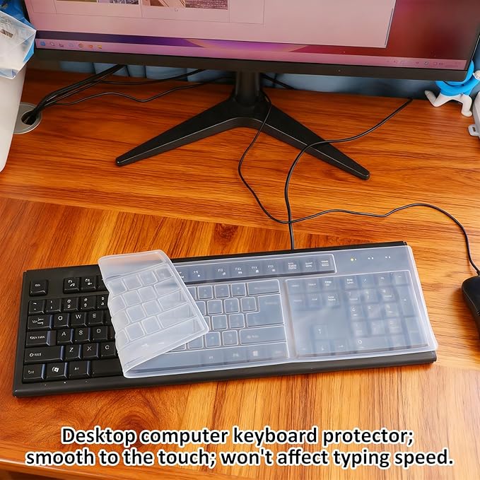 Silicone Keyboard Cover Protector Skin for Desktop Computer Keys Universal Waterproof Dustproof Clear Ultra Thin Keyboard Covers