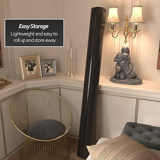 Red Lantern 6 ft. Tall Bamboo Wave Screen - Black