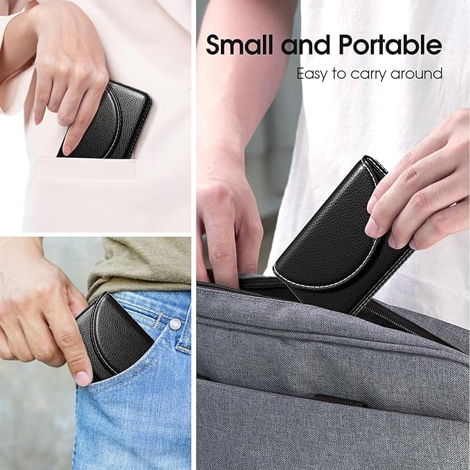 MaxGear Business Card Holder Case, PU Leather Business Card Case for Purse, Pocket Travel Name Card Holder Wallet for Men or Women Gift, Portable Magnetic Business Card Carrier, Slim & Stylish, Black