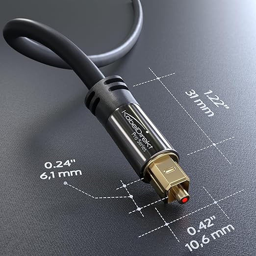 KabelDirekt TOSLINK – Optical Audio Cable – 1.5ft – Fiber Optic Cord, S/PDIF Digital Audio Optical Cable for Soundbar, Stereo Systems, Home Cinema, Xbox One/PS4 – Designed in Germany