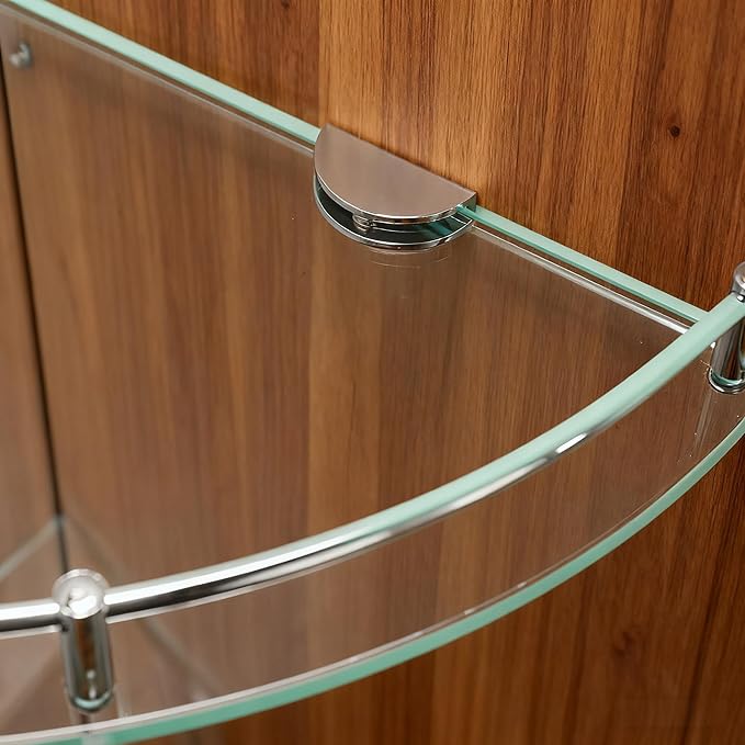 8-Pack Adjustable Metal Shelf Brackets, Semi-Circular Glass Clips, Wall Mount Support Clamp Holder for 8-12mm Shelves in Bathroom, Kitchen, Closet & Living Room, Chrome Plated Cabinet Hardware