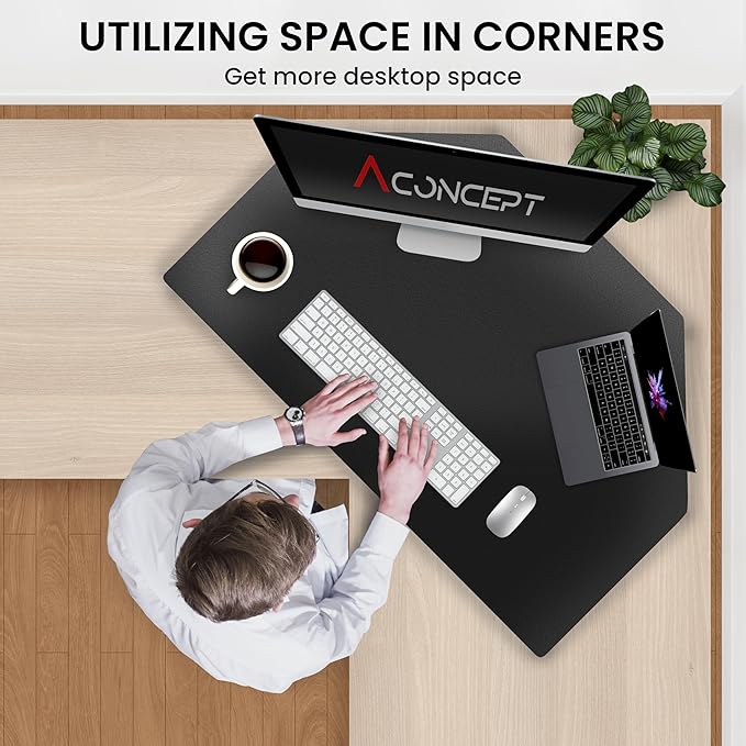 Aconcept 38 inch Black Corner Height Adjustable Standing Desk Converter, One-Click Sit to Stand up Desk Riser, Pre-Assembled for Dual Monitor and Laptop Workstation