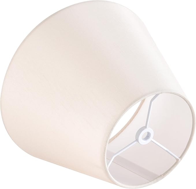 GOSO Set of 2 Small Cream-Peach Lamp Shades-5 * 9 * 6.4 IN (Spider) Bell Lamp Shade for Table Lamps Wall Lamps-Modern Barrel Lampshade Replacement-No Assembly Required, Natural Faux Silk Fabric Shade
