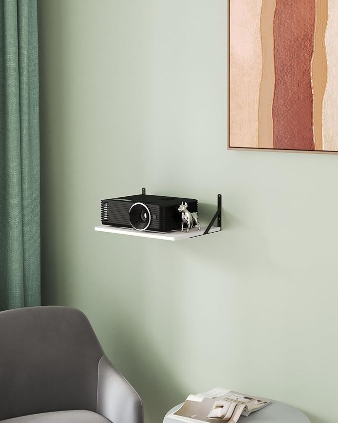 Black White Small Mini Projector Shelf for Wall, Cable Box / Router Shelf,Floating Projector Mount, Holder Stand Accessories