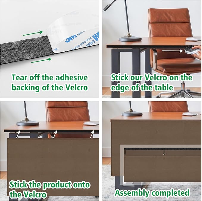 60" Under Desk Privacy Panel Brown Self-Adhesive Modesty Panel for Cord Organizer Pockets and Desk Skirt for Home Office or Standing Workstation (60" Brown)