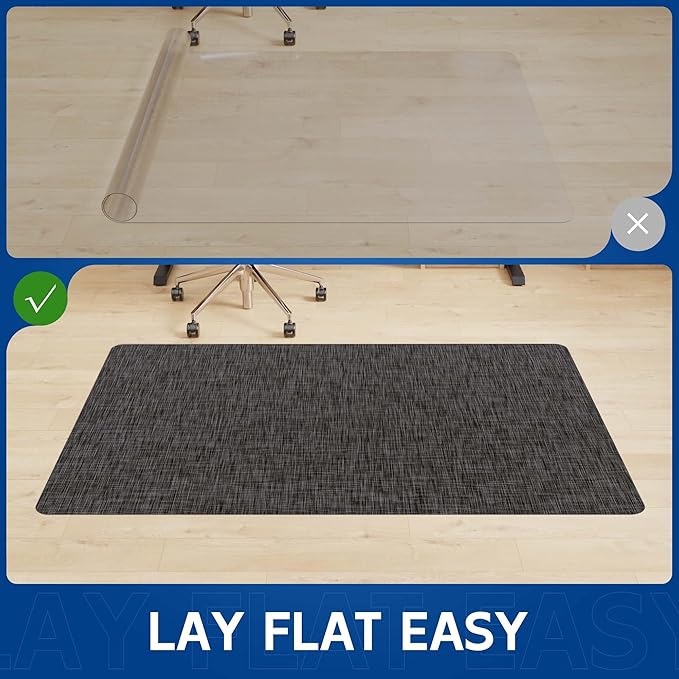 Office Chair Mat for Hardwood & Tile Floor, 46" x 60" Anti-Slip Desk Chair Mat, Easy Glide Floor Protector for Rolling Chairs, Floor Mat for Office Chair for Home Office (Black)
