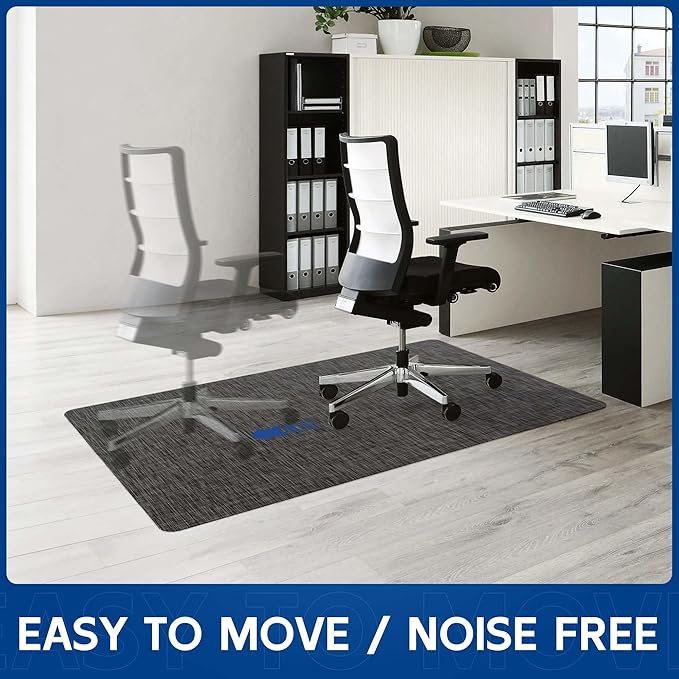 Office Chair Mat for Hardwood & Tile Floor, 46" x 60" Anti-Slip Desk Chair Mat, Easy Glide Floor Protector for Rolling Chairs, Floor Mat for Office Chair for Home Office (Black)
