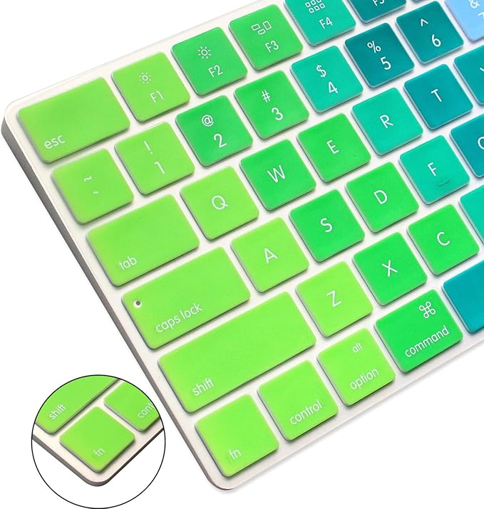 ProElife Ultra Thin Silicone Keyboard Protector Cover Skin for Apple Magic Keyboard & Magic Keyboard 2 (U.S Version, Model: MLA22L/A-A1644, Without Numeric Keypad) (Rainbow)