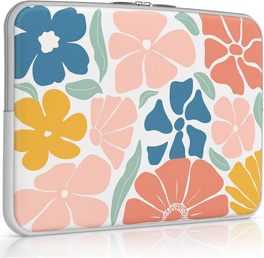 iCasso Laptop Sleeve 13 inch for MacBook Air 13-13.6 inch M3/M2/M1, Laptop Sleeve for MacBook Pro 13 inch 2024-2016, Slim Protective Travel Carrying Case for MacBook Pro 14 inch, Colorful Flower