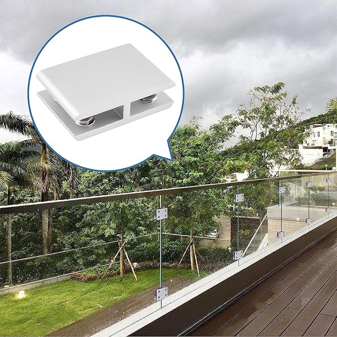 INCREWAY Glass Clamp, 12 Pack Adjustable Double Side Aluminum Alloy Glass Shelf Support Bracket, Glass Clip Clamp Holder for 10-12mm Thickness, 180 Degrees