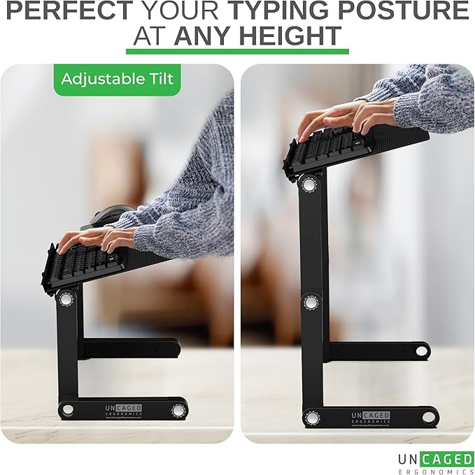 Uncaged Ergonomics WorkEZ Adjustable Computer Keyboard Stand for Desk, Keyboard & Mouse Riser, Ergonomic Portable Stand for Desktop, Computer Keypad Riser for Desk