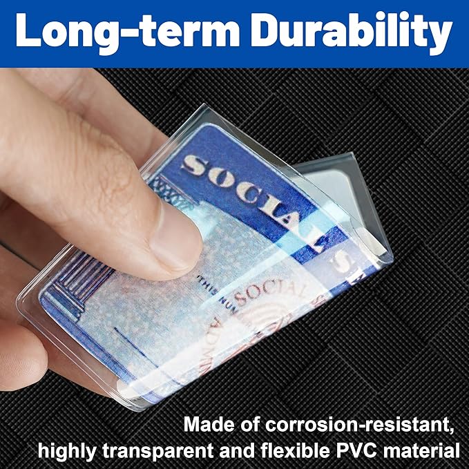 LIEMAND 60 Pack Social Security Card Protector Sleeves, Ultra Clear & Durable 31Mil Waterproof SSN/New Medicare/Credit Card Holder, Soft ID/Debit/Credit/Index Card Storage Sleeves