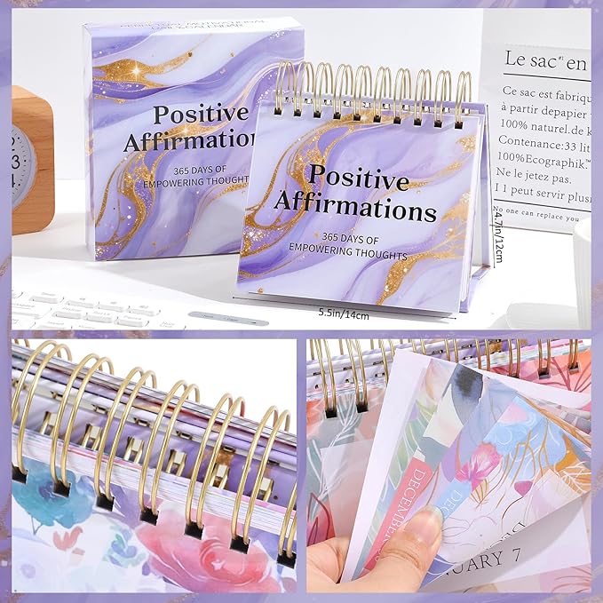 Daily Flip Calendar with Inspirational Quotes - Motivational Perpetual Calendar Desk Office Home Decor for Women, Gifts Desk Accessories for Girls Positive Affirmations