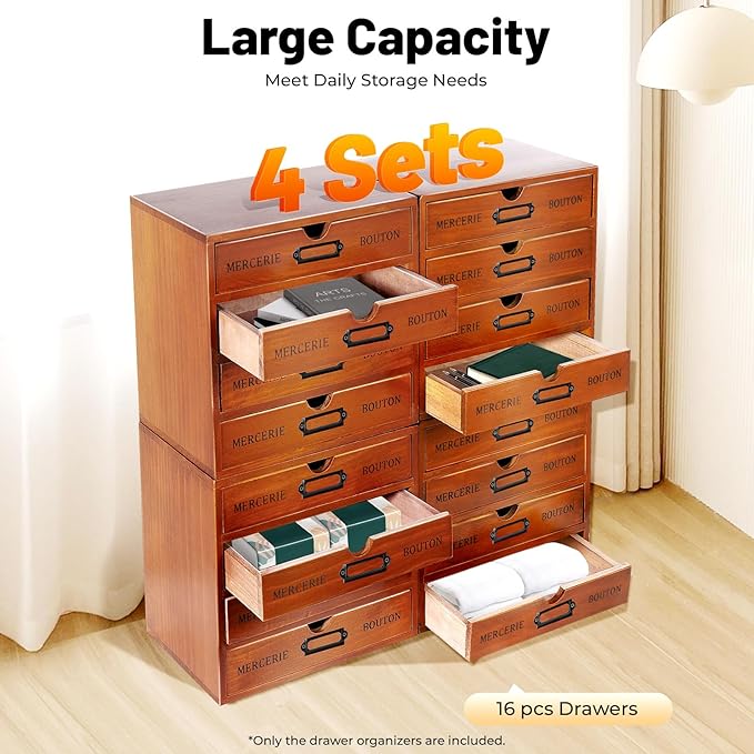 Wooden Storage Box, 16 Drawers Wood Multi Drawer Storage Organizer Vintage Desktop Drawer Organizer Rustic Desk Storage Organizer for living rooms bedrooms study rooms offices dormitories