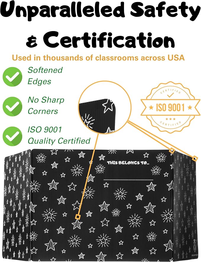 25 Plastic Privacy Folders for Students — Durable — Black Desk Dividers for Students, Easy-Store Privacy Shields for Student Desks, Testing for Classroom, Test Dividers