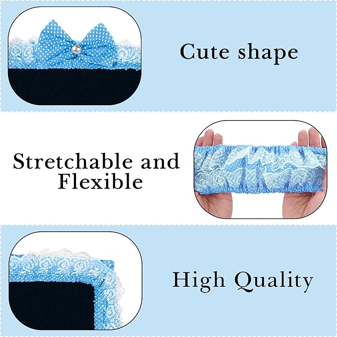 2 Pack Cute Computer Monitor Cover, 23''-26'' Elastic Monitor Dust Cover with Bow Knot, Lovely Monitor Accessories Screen Monitor Decoration for Tablet (Blue)