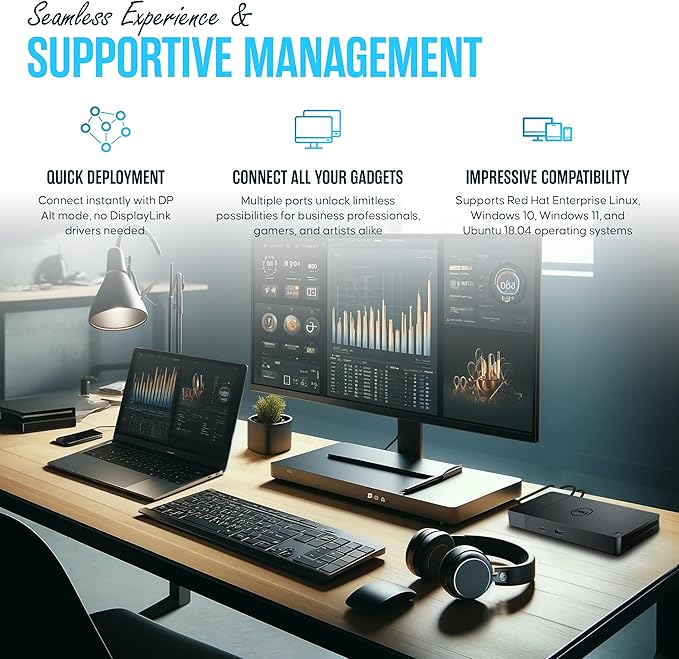 Dell WD19S Docking Station Dual Monitor - Dock Station with 180W + USB Type-C + HDMI+ Dual DisplayPort - Ultimate Laptop Docking Station