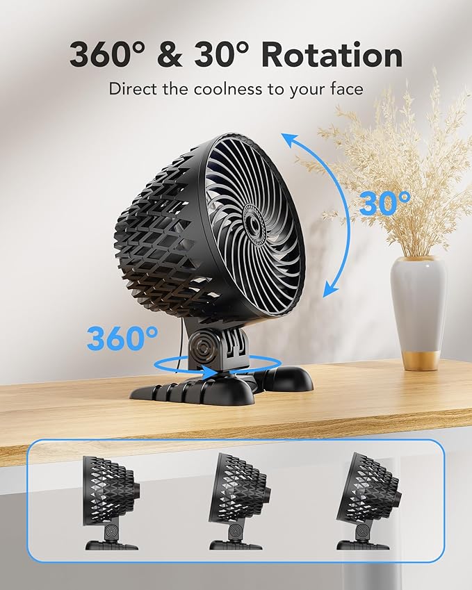 AaoLin USB Desk Fan, Table Fan with CVT Variable Speeds, Quiet Portable, Desktop Mini Personal Fan for Room, Home, Office, Black
