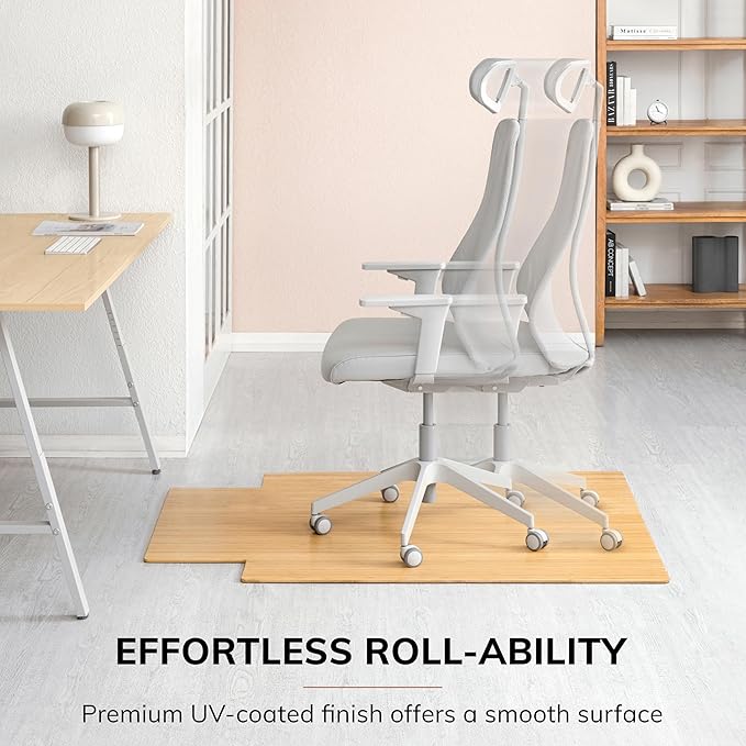 Anji Mountain Office Chairmat Thickest & Sturdy Bamboo Chairmats Highly Premium Quality Anti-Slip Heavy Duty for Multi-Purpose Hardwood Floor Office & Home Floor Protector Office Chair mat-5mm Thick