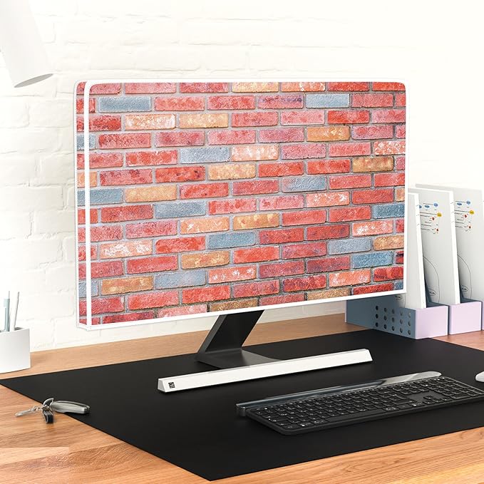 Pink Orange Brick Wall Waterproof Television Covers 80 Inch Weatherproof Dust-Proof Screen TV Cover Anti-Static Anti-Scratch Protective Cover for LCD LED Desktop and Home Hanging TV