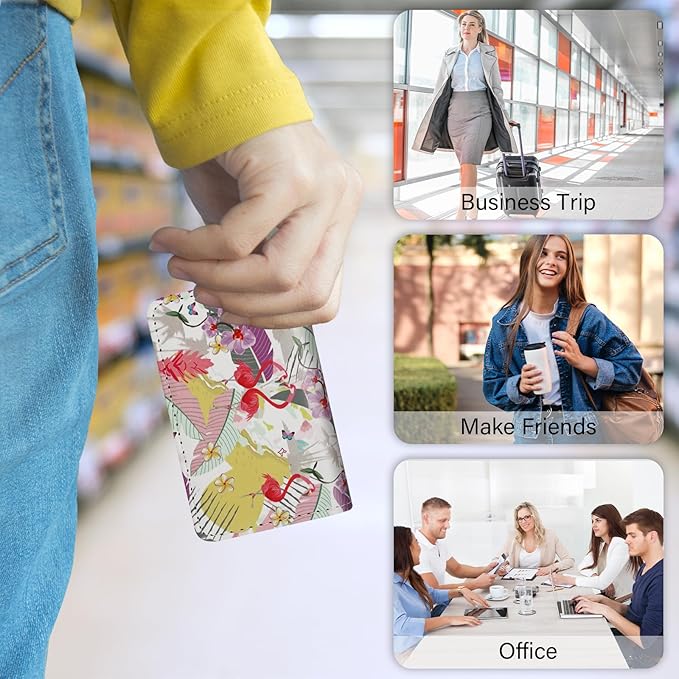 Business Card Holder，PU Leather Business Card Case Color Printing Pattern Card Holder Wallet，Pockets Magnetic Credit Card Holders for Men and Women - Rose Flowers