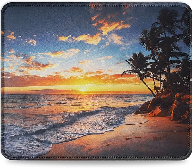 JIKIOU Mouse Pad with Non-Slip Rubber Base, Premium-Textured & Washable Computer Mousepad with Stitched Edges, Mouse Pads for Computers, Laptop, Gaming, Office & Home, 10.2 x 8.3 in Sunset