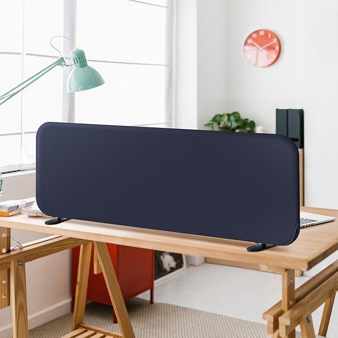 DECOLAB Desk Divider, Portable Privacy Panel for Office, Classroom, Freestanding, Scratch-Resistant, 48"x18", Cobalt