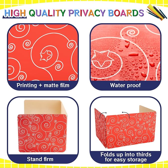 Jetec 30 Pcs Privacy Boards Corrugated Paper for Student Desks Classroom Privacy Boards for Desks Colored Desk Divider Desk Partition Trifold Panels Study Carrel for Study Teacher Classroom Office