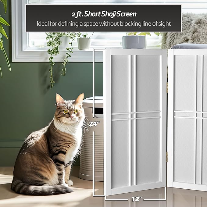 2 ft. Short Desktop Double Cross Shoji Screen - White - 5 Panels