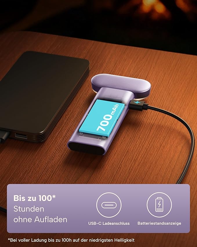 86lux Book Light, Reading Light for Book in Bed, USB Rechargeable LED Night Light with 3 Colors & Stepless Dimming, Aluminum Alloy Bookmark Light for Book Lovers, Lavender