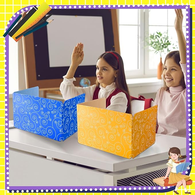 Jetec 30 Pcs Privacy Boards Corrugated Paper for Student Desks Classroom Privacy Boards for Desks Colored Desk Divider Desk Partition Trifold Panels Study Carrel for Study Teacher Classroom Office