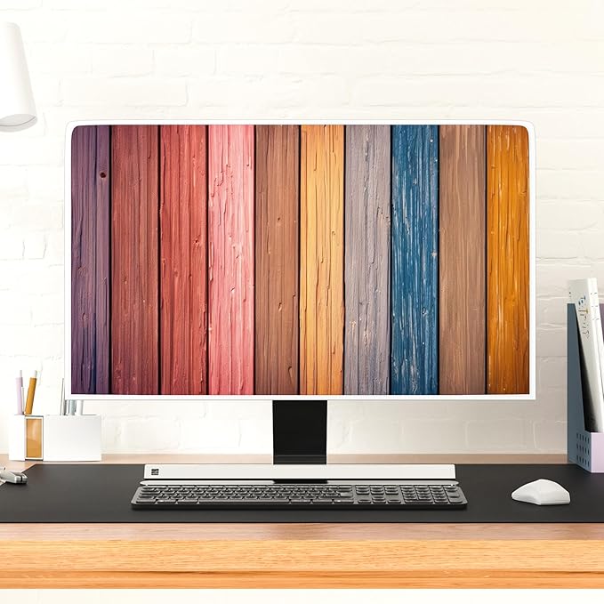 Waterproof Television Covers 40, 41, 42，43 Inch Anti-Static Dust-Proof TV Display Protectors Protective Sleeve Compatible with Screen TV Desktop TVs,Colorful Wooden Board Design