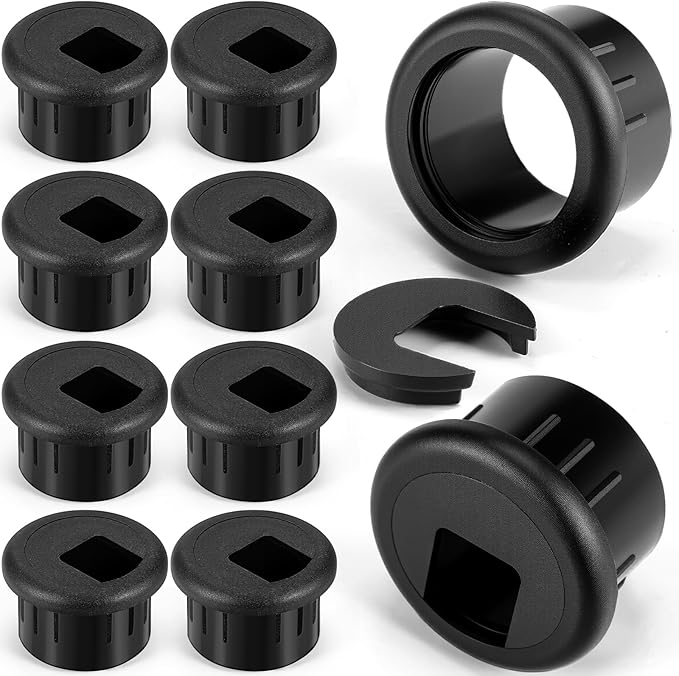 SATINIOR 20 Packs Desk Grommet Plastic Cable Hole Cover to Arrange Wires & Cords PC Desk Cord Wire Organizer Caps Desktop Cord Management Grommet for Home Office Table Desktop (1 Inch,Black)