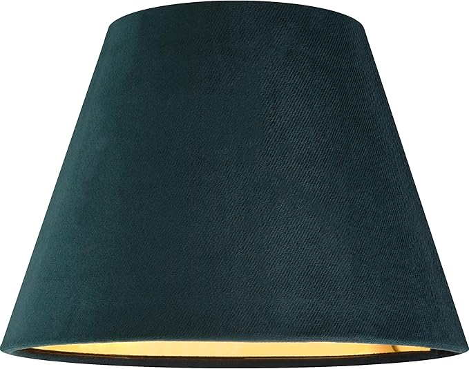 GOSO 5"× 9"×6.4" (Spider) Green Velvet Lamp Shade Set of 2 Small Drum,Art Deco Modern Lamp Shade for Table Lamps Wall Lamp, Bell Lampshades Replacement, Cone Barrel Shade No Assembly Required