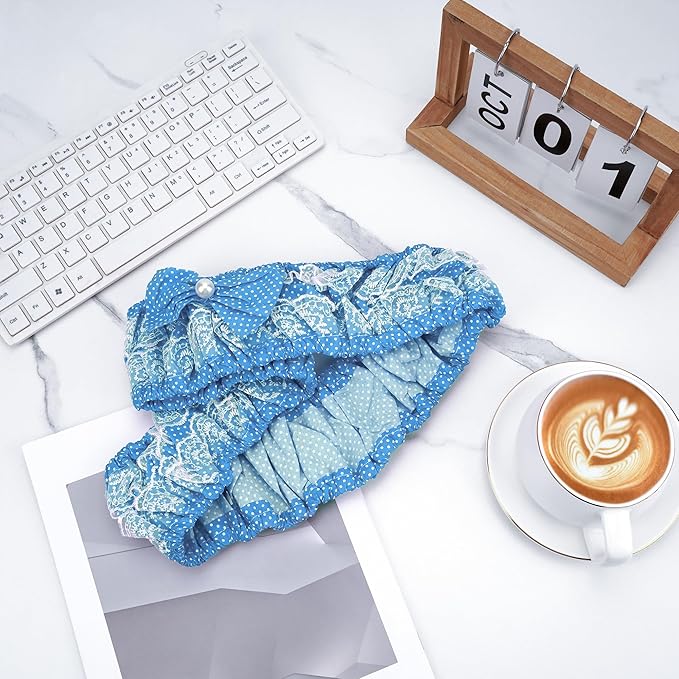 2 Pack Cute Computer Monitor Cover, 23''-26'' Elastic Monitor Dust Cover with Bow Knot, Lovely Monitor Accessories Screen Monitor Decoration for Tablet (Blue)