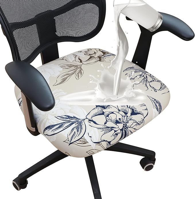 FORCHEER Waterproof Office Chair Seat Cover 20x20 1 Piece Strechable Floral Computer Desk Chair Seat Slip Cover Washable Replacement