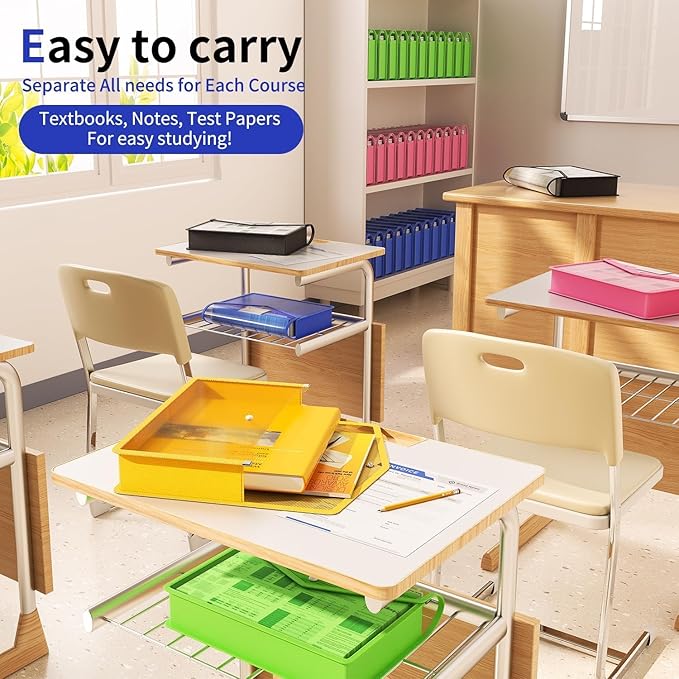 3 Pack Plastic Expanding File Folder, Transparent Envelopes with Snap Closure, Fit Letter/A4 Size for School/Office/Home/Hospital, No Dividers, Large Capacity-3 Colors