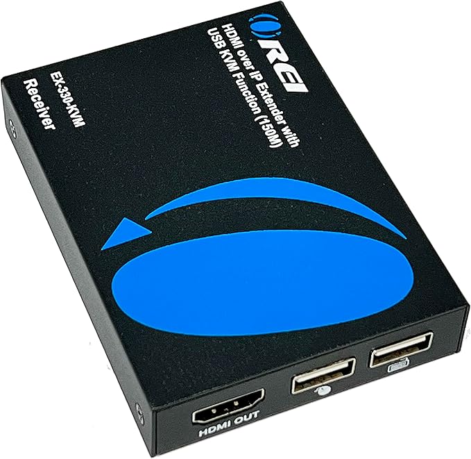 OREI Receiver Only for EX-330-KVM Over IP HDMI Extender Over LAN, Single CAT5e/CAT6A/CAT7 Cable Output1080p PC Control - Up to 330 Ft - Remote Keyboard Mouse USB Control - Over Home Network