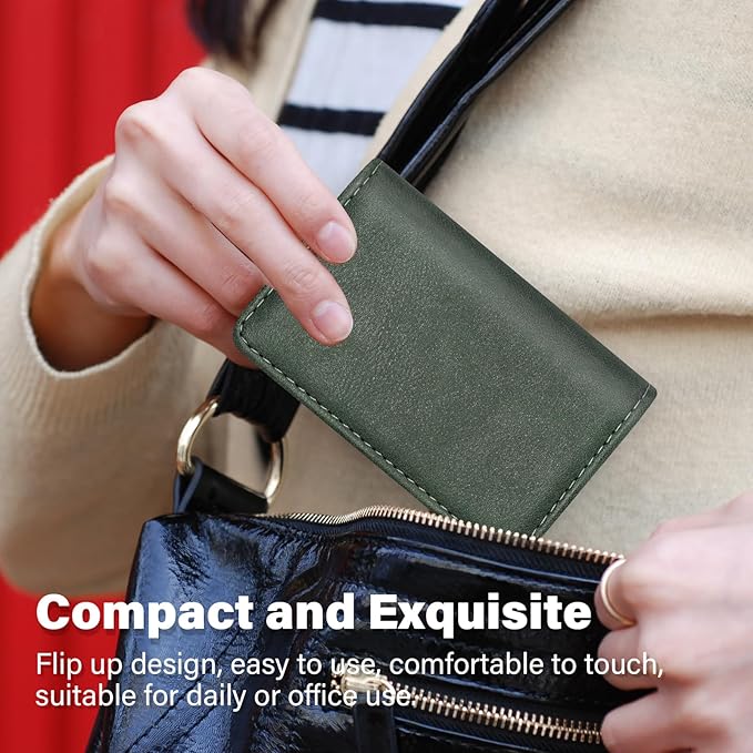 RFID Blocking Wallet - Minimalist Leather Business Credit Card Holder (12-Green)