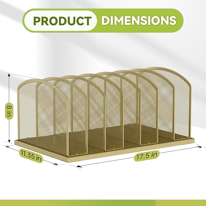 MINDEPOT Desk File Organizer Vertical 7 Sections Mesh File Sorter Paper Storage Organizer for Desk, Office Organization File Holder Rack, Gold