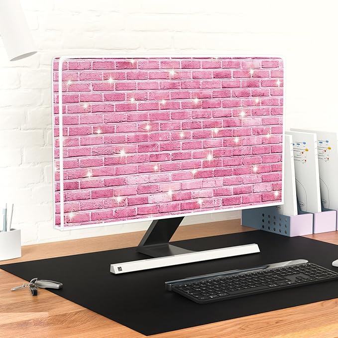 Pink Brick Wall with Star Waterproof 32 Inch TV Dust Cover Anti-Static Dustproof Anti-Scratch Protective Television Covers for Desktop TVs Hanging TV LED LCD OLED Protector