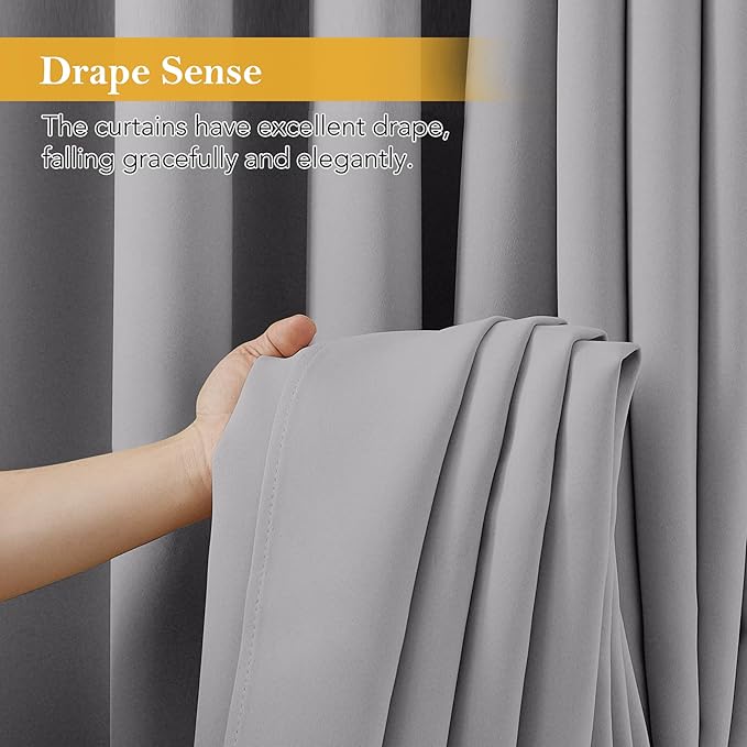 RYB HOME Blackout Thermal Insulated Curtains, Portable Curtain for Sliding Glass Door/Storage/Space Room Divider, Large Window Treatment Room Divider Panel, W80 x L84, Silver Grey, 1 Panel