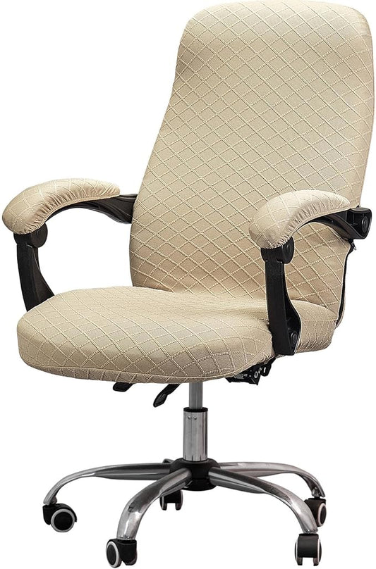 Melaluxe Office Chair Cover with Armrest Covers， Universal Stretch Desk Chair Cover, Computer Chair Slipcovers (Size: L) - Khaki