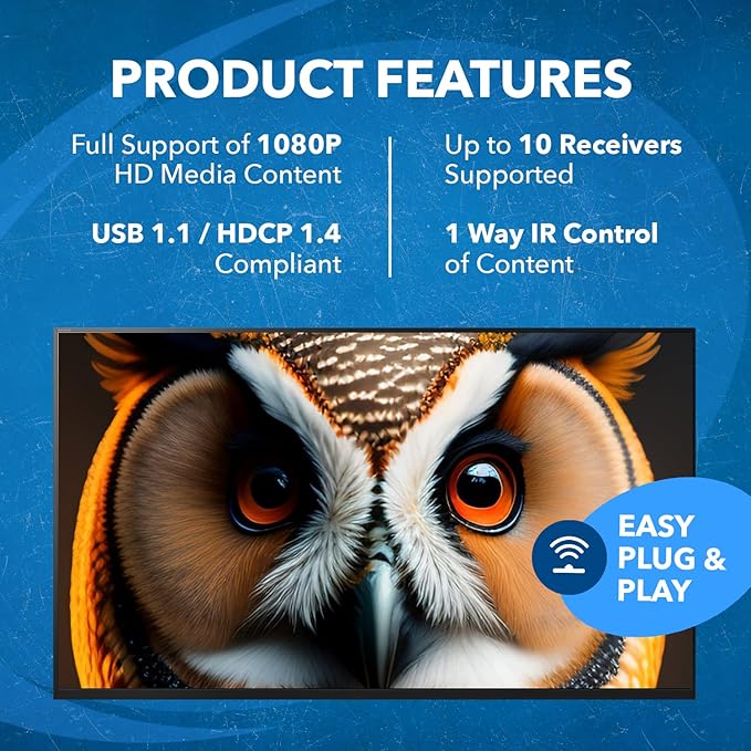 OREI KVM Over IP HDMI Extender Over LAN, Single CAT5e/CAT6A/CAT7 Cable Output1080p PC Control - Up to 492 Ft - Remote Keyboard Mouse USB Control - Over Home Network