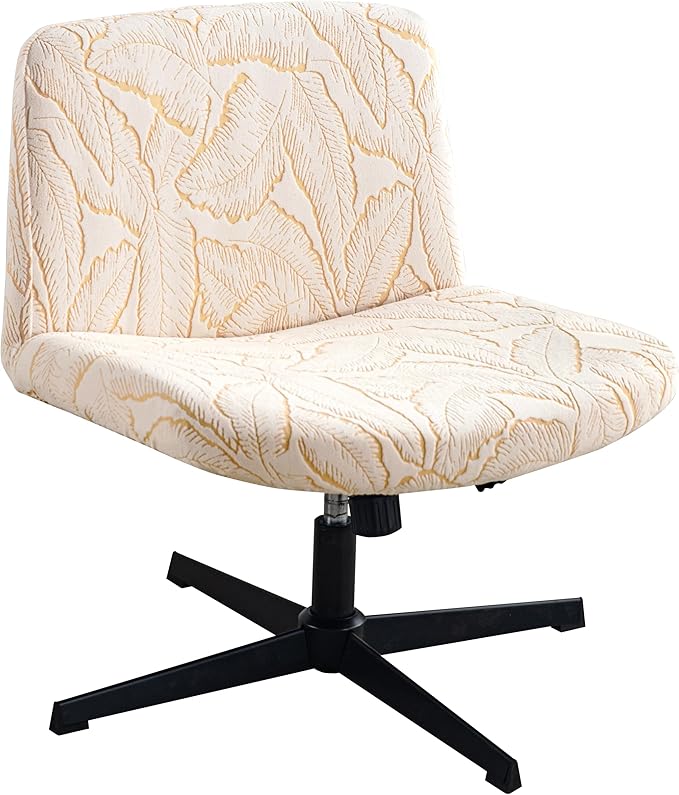 LavishCover Waterproof Palm Leaf Criss Cross Chair Cover, High-Stretch Flocked Fabric, Armless Office & Desk Chair Protector Against Stains and Wear(Beige,Palm Leaf, Just The Cover, No Chair)