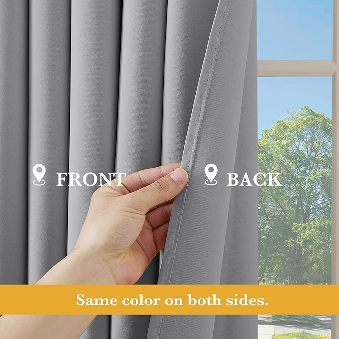 RYB HOME Blackout Thermal Insulated Curtains, Portable Curtain for Sliding Glass Door/Storage/Space Room Divider, Large Window Treatment Room Divider Panel, W80 x L84, Silver Grey, 1 Panel