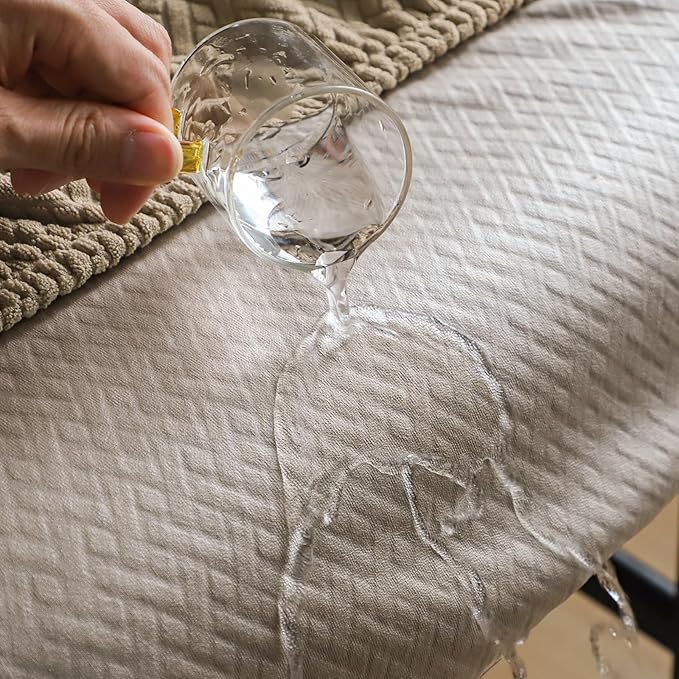 FORCHEER 100% Waterproof Office Chair Seat Cover 20x20 Jacquard Strechable Computer Desk Chair Seat Cushion Slipcover 1 Piece Washable-Camel