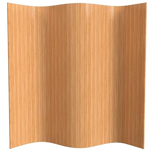 Red Lantern 7 ft. Tall Bamboo Wave Screen - Honey