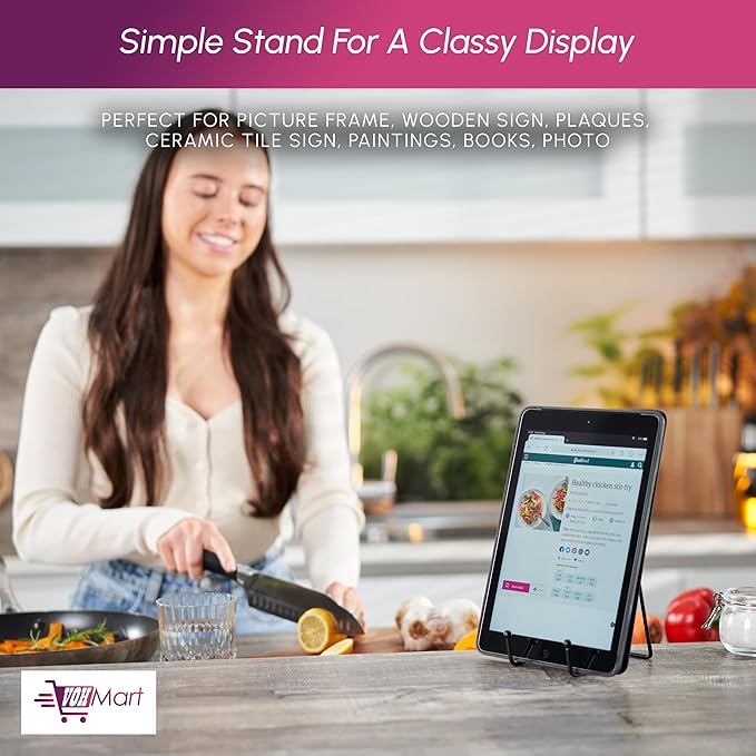 Plate Stands for Display-4 Pack 4 Inch Black Metal- Book Holder & Book Stand for Table, Racks-Trendy & Sturdy Display Stand for Decorative Art Plate, Tablets-Picture Stand for Party Decor